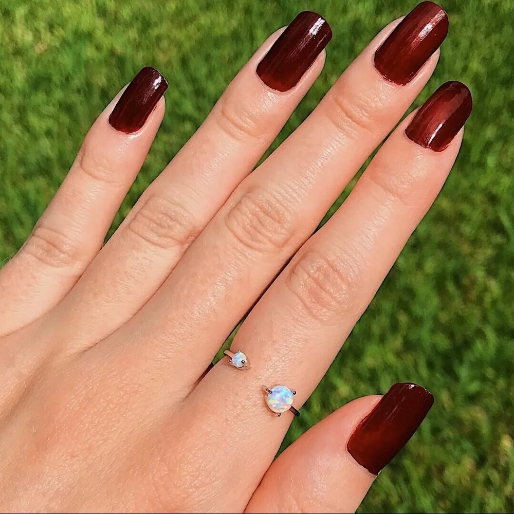 Adjustable Sterling Silver Double Opal Ring